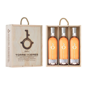 estuche torre de ceres rosado 3 botellas